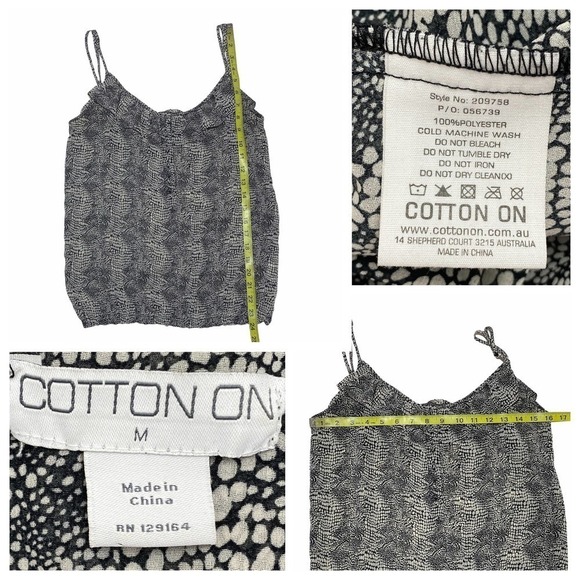 COTTON On Black & White Printed Camisole Blouse - Picture 12 of 12